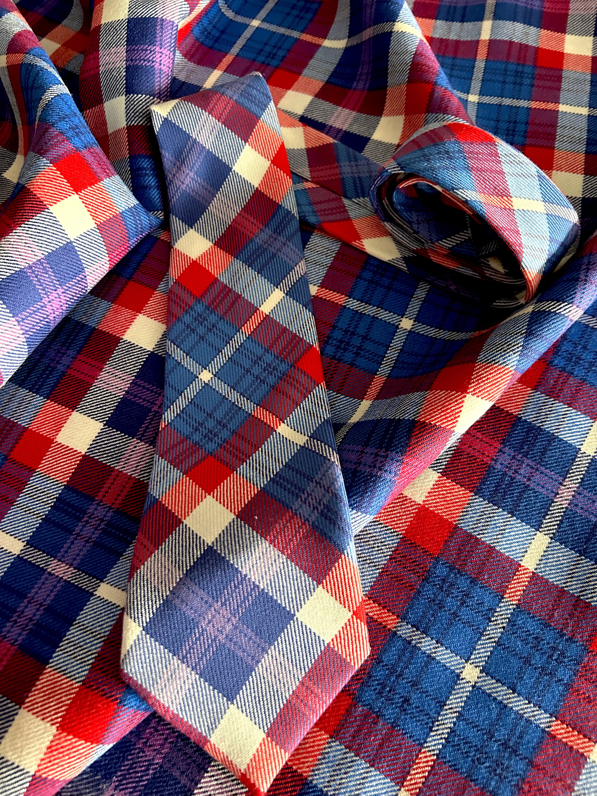 French tartan ties and fabric
