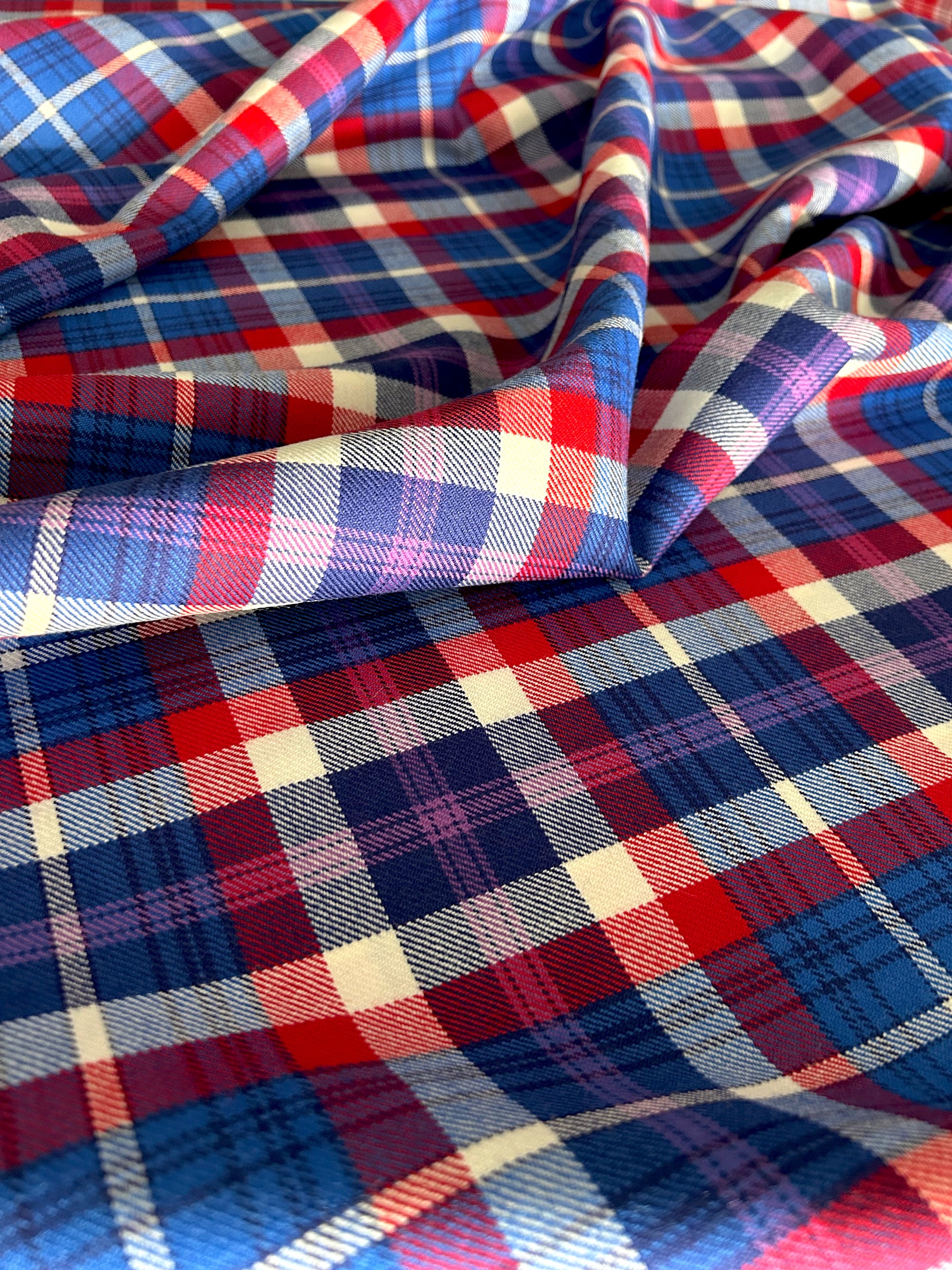 French tartan fabric close-up