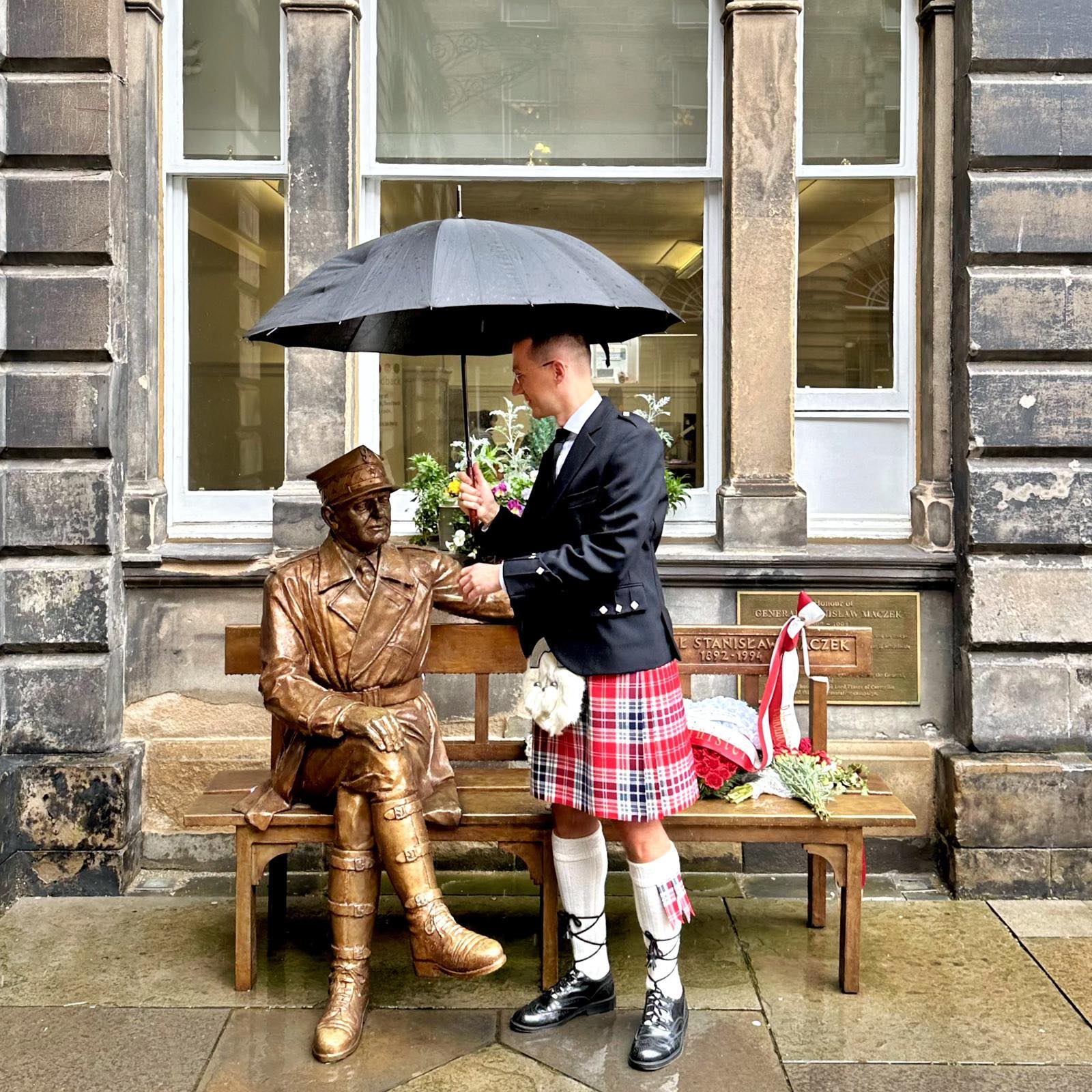 Man in a Polish tartan kilt