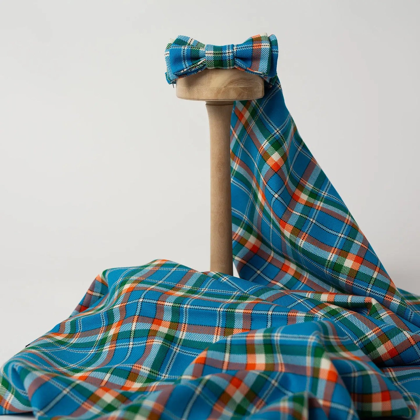 India Tartan bowtie and fabric