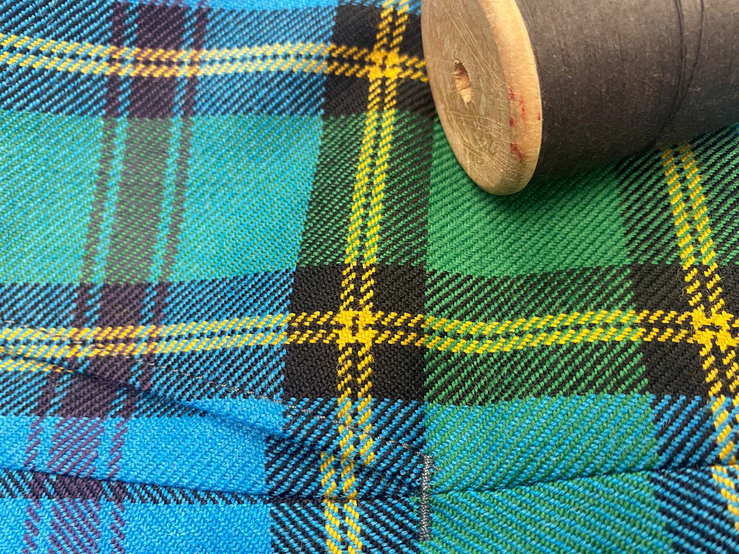 Berwickshire Tartan Trousers close up with thread