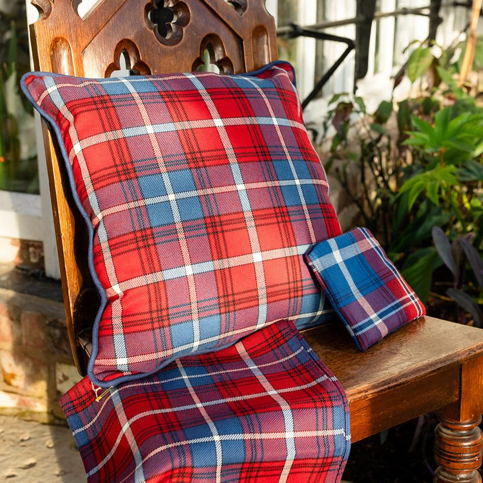 Danish Tartan scarf, cushion and purse