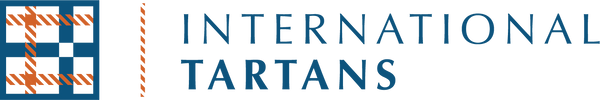 Logo of International Tartans with a blue and orange design.