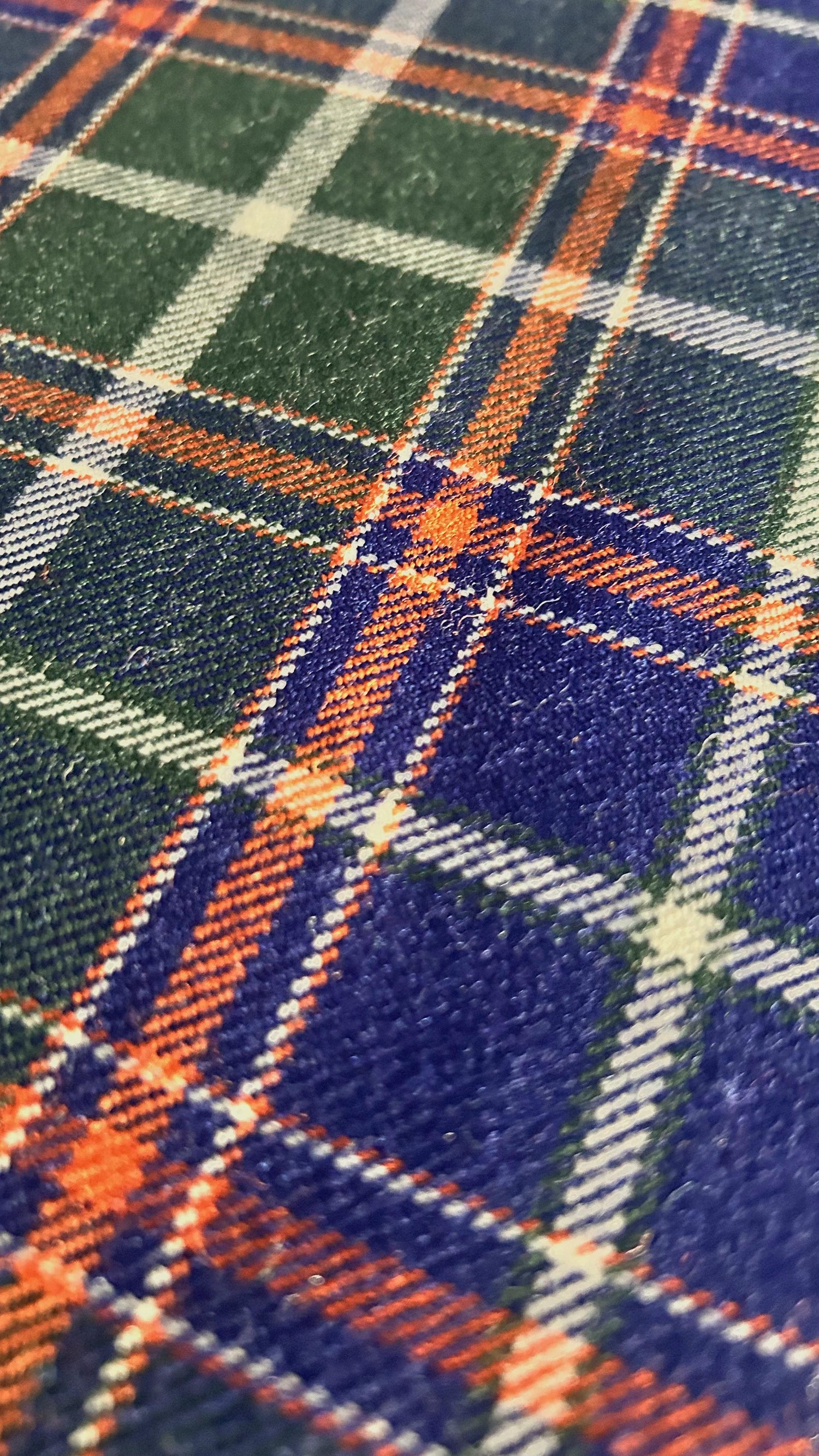 Family tartan design blue orange and green