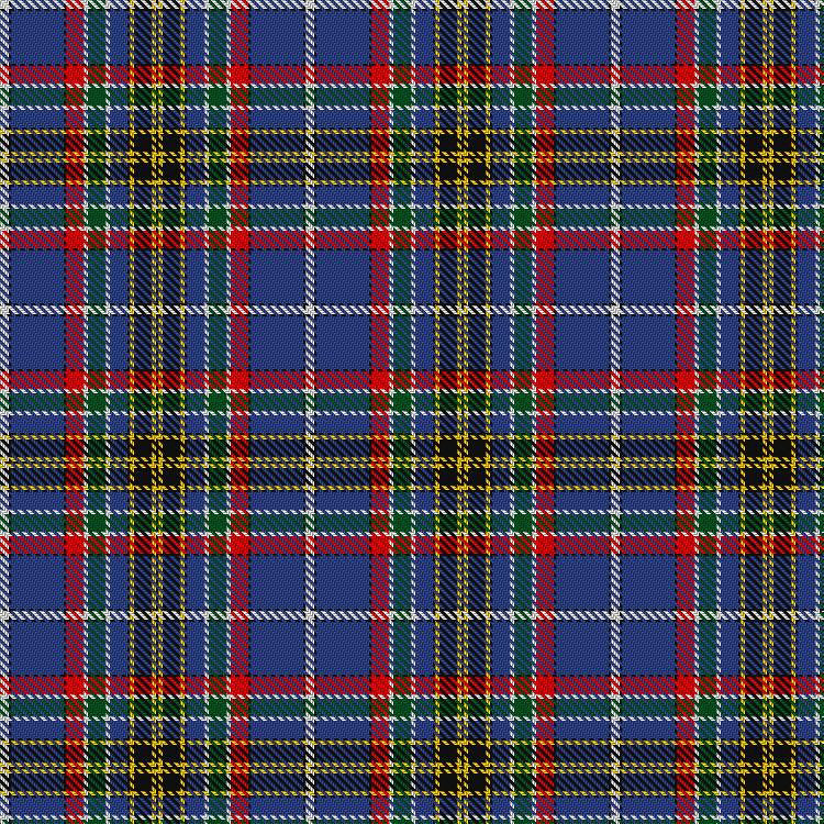 A square of South Africa tartan fabric with blue, yellow, red, green and white yarn