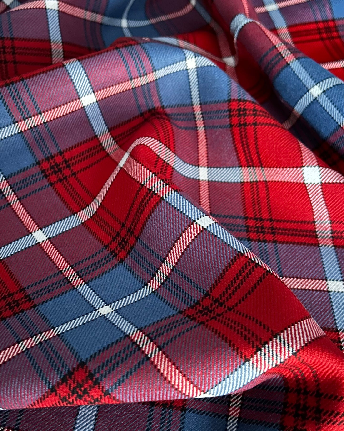 Danish tartan fabric on table