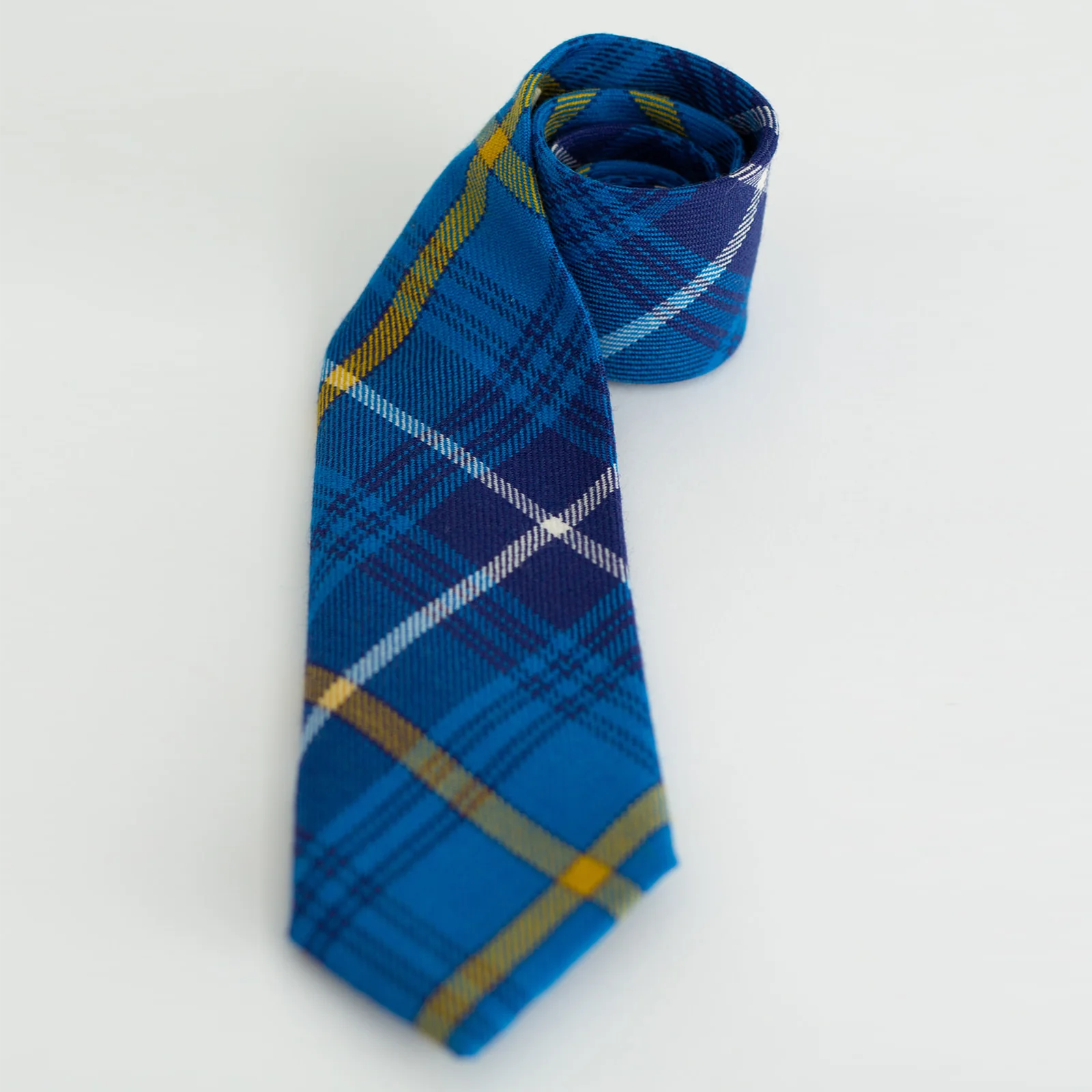 Swedish tartan tie handmade in blue, white and yellow