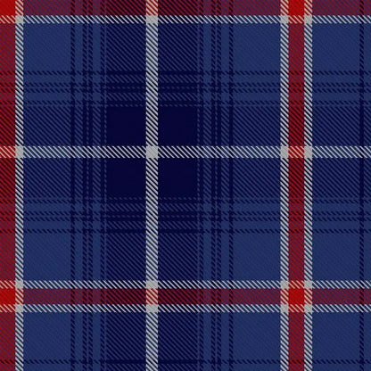 Tartan design with red, white and blue