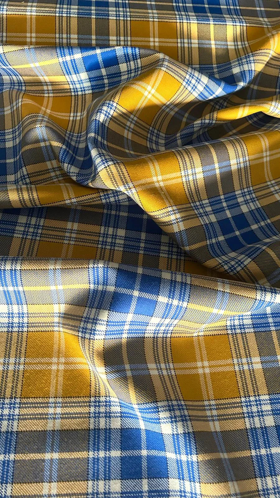 Ukraine tartan fabric close-up